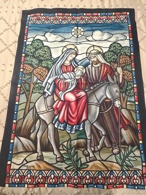 Religious Stained-Glass Style Garden Flag